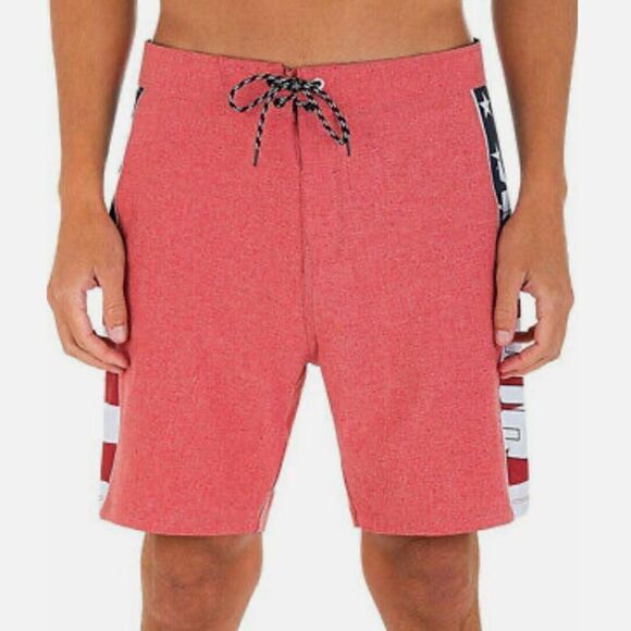 Hurley DB0344 Phantom Fastlane Americana 18" Boardshorts 30Waist Heather Red Nwt - Picture 1 of 5